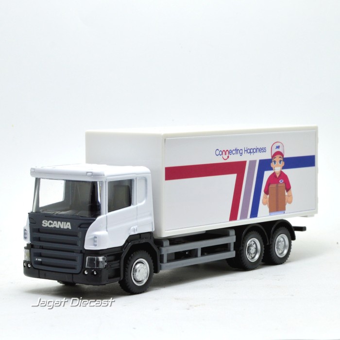 PROMO UNI CAR SCANIA MAINAN TRUK KURIR DHL JNE SICEPAT WAHANA ANTERAJA JNT 4 TERLARIS