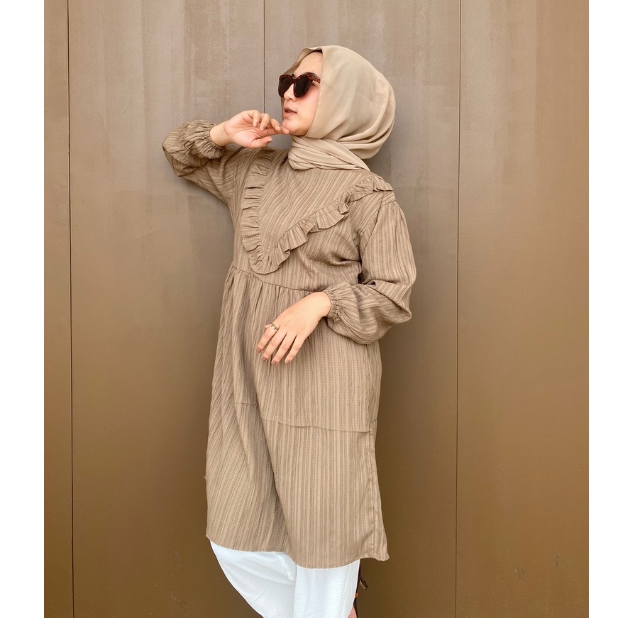 RAABIHA Alana Tunik Ruffle l Tunik Kekinian l Blouse Tunik Ruffle