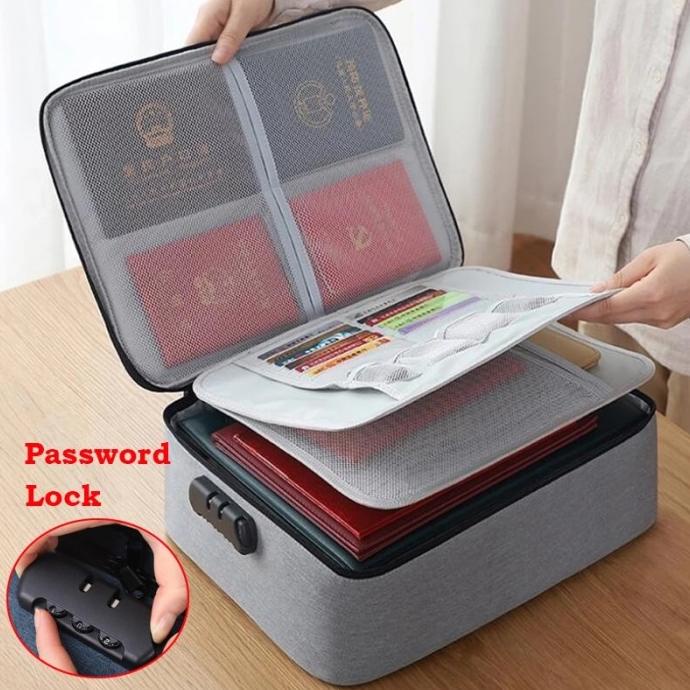 

Tas Dokumen Travel Bag document Storage Box dengan Password Travelling