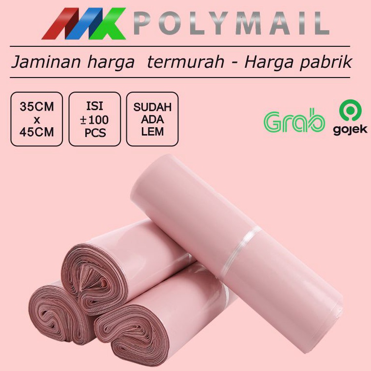 

Terbaru 6.6 POLYMAILER ±100PCS 35x45CM BABY PINK PREMIUM GLOSSY PLASTIK POLYMAILER PINK
