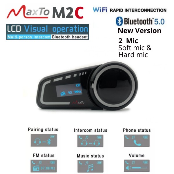 Terlaris Intercom Maxto M2 Intercom Helm Murah Maxto M2C Lcd Bluetooth 5.0