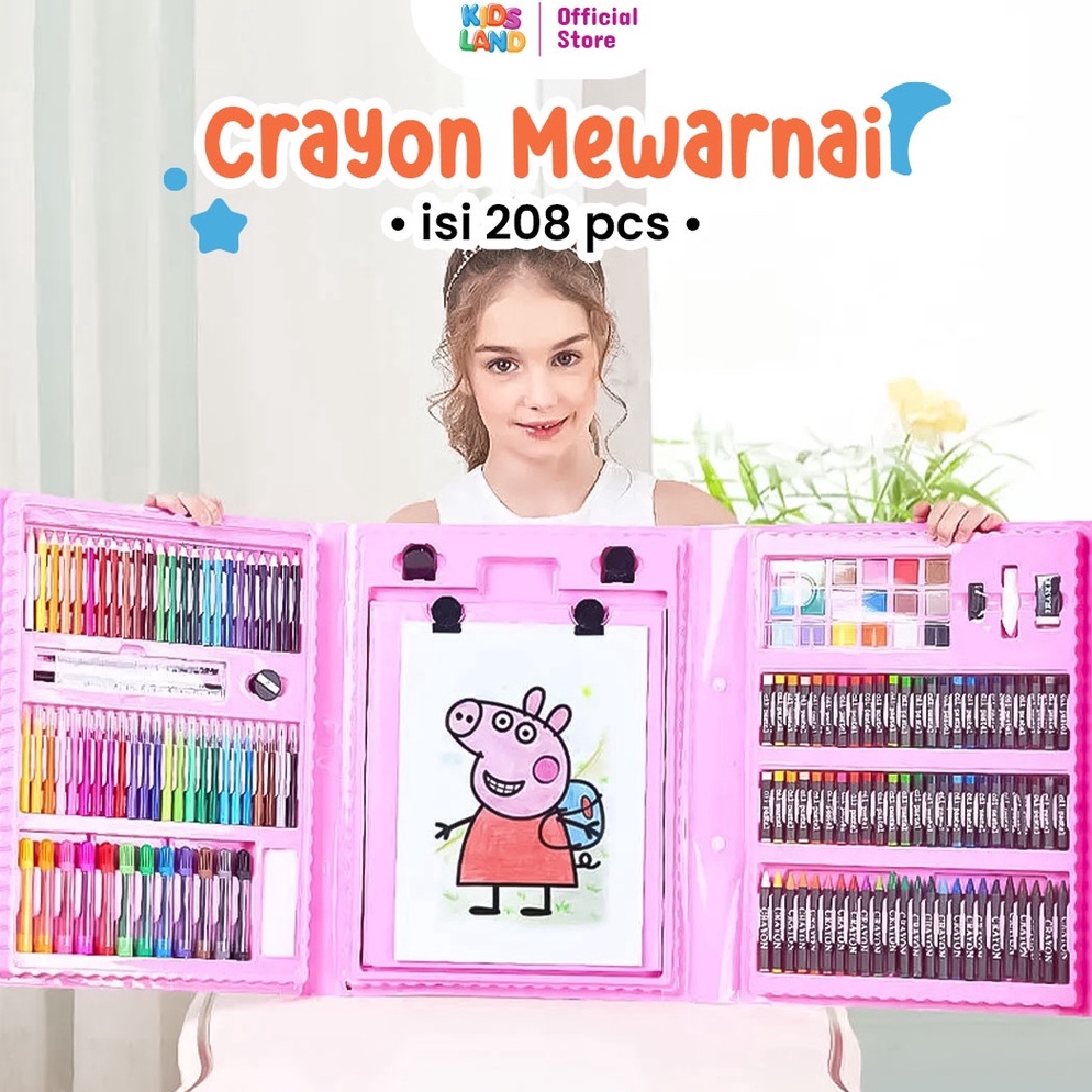 

9.9 FLASH SALE Crayon Mewarnai 208pcs Crayon Set 208pcs Oil Paste Kualitas Impor KIDS LAND