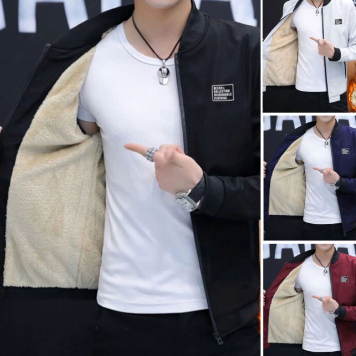 ORIGINAL% jaket pria distro import kasual bulu tebal terbaru dan termurah