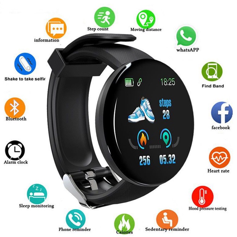 HARGA SPESIAL|| DENNOS D18 SmartWatch jam tangan pintar Olahraga Tahan Air Pria dan Wanita Bluetooth
