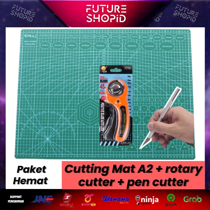 

Terlaris Paket Cutting Mat A2 + Rotary Cutter 45Mm + Pen Cutter