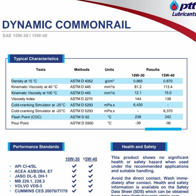 Oli Diesel PTT Dynamic 10w30 8L