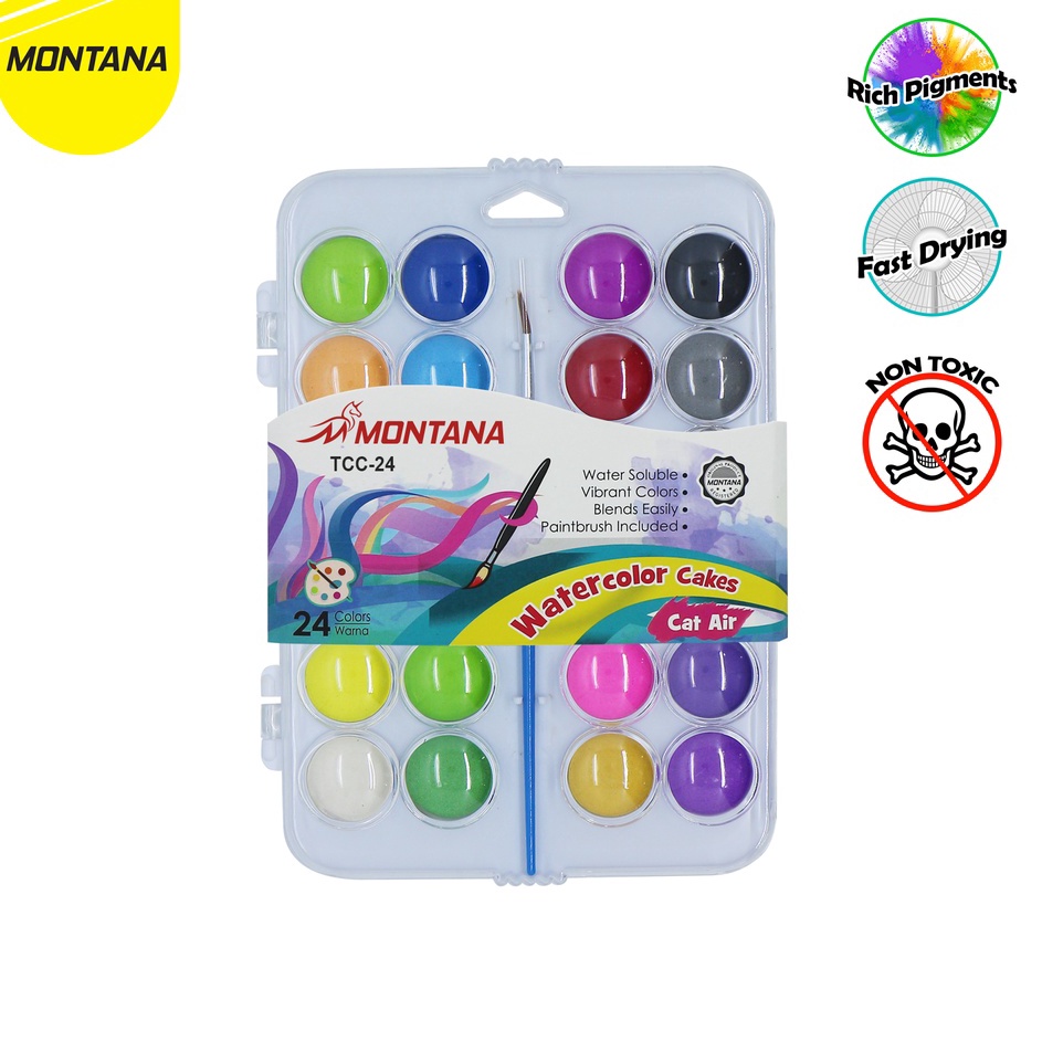 

✣Buruan Beli☆ JFMDC Montana WaterColor 24 Warna / Cat Air Montana TWC-24 / WaterColor Cake I69 ➮Model Baru