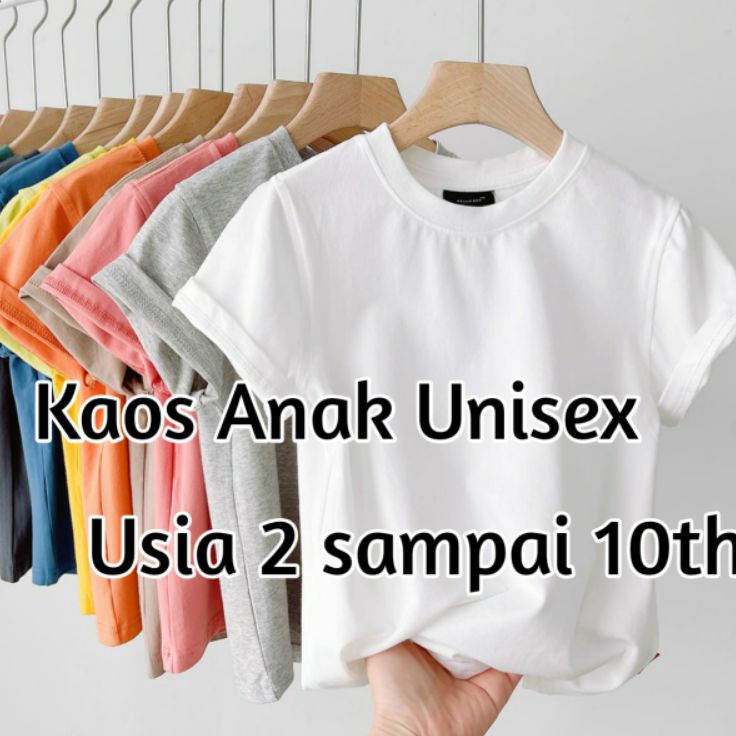 COD✔️ Kaos Polos Anak Anak Kaos Oblong Anak Unisex Cowok/Cewek Baju Polos Anak Pakaian Anak Grosir