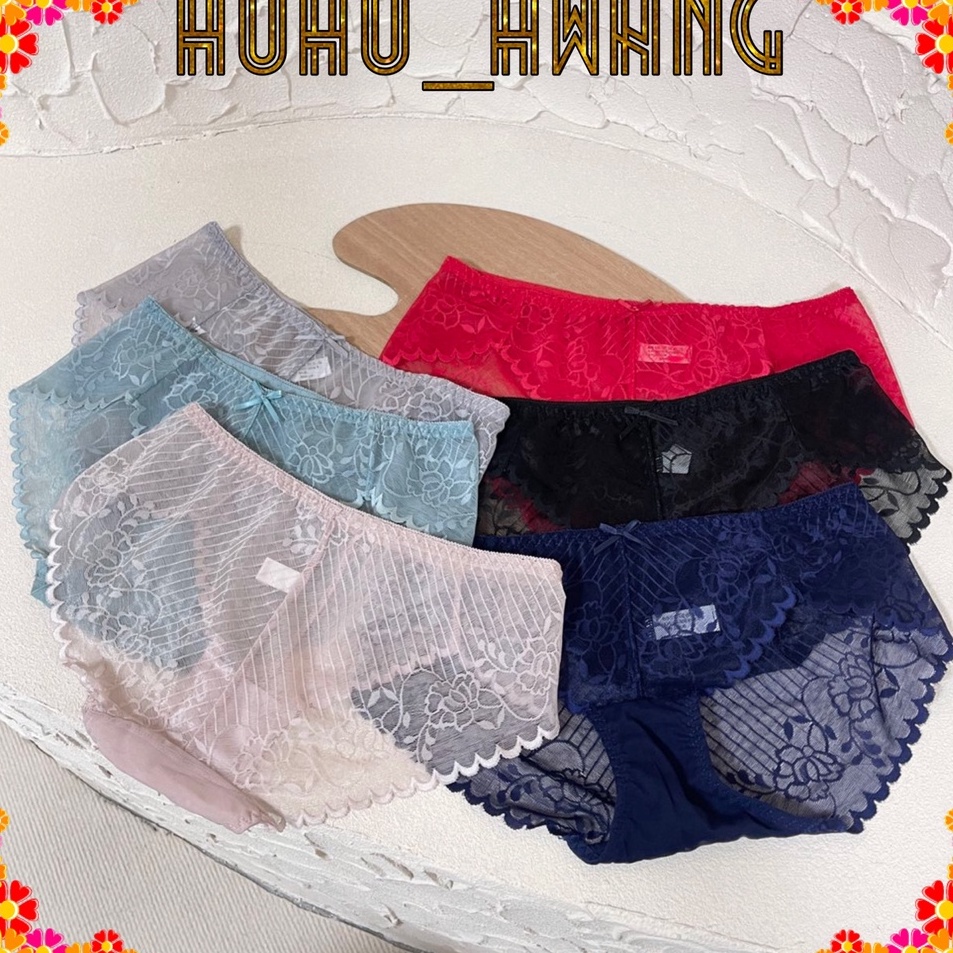 >XC26619<  HOHO_HWANG (C-17) CELANA DALAM Renda CD WANITA MID WAIST Celana Dalam Sutra Wanita