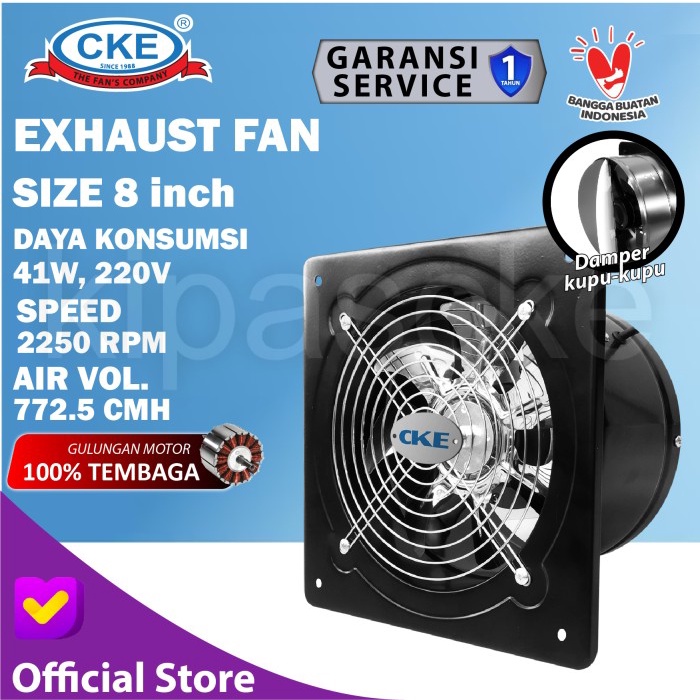 Terlaris Hexos 8 Inch Wall Fan Duct Fan Exhaust Fan Exhaust Dinding