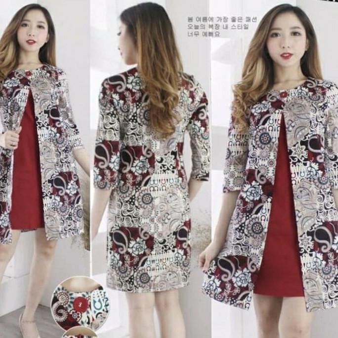 New Cheongsam Batik Couple Modern Dress + Kemeja Pria Sale