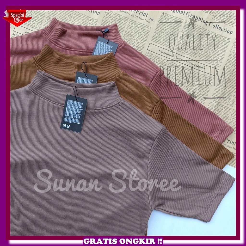 Sweater Baju Panjang Oversize Turtleneck Wanita Korean Style Terbaru 2023 Kaos Rajut Knit Rib Blouse