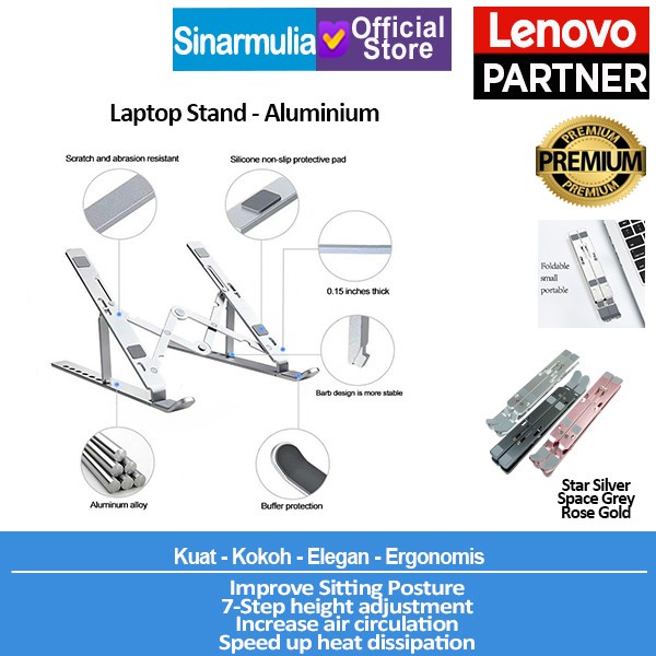 Laptop Stand Aluminium Portable - Dudukan/Meja Laptop Portable Metal
