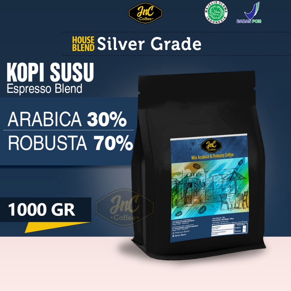 

ㆈ JnC Silver House Blend 1 KG 30% Arabica 70% Robusta For Kopi Susu Espresso Kekinian ⇧