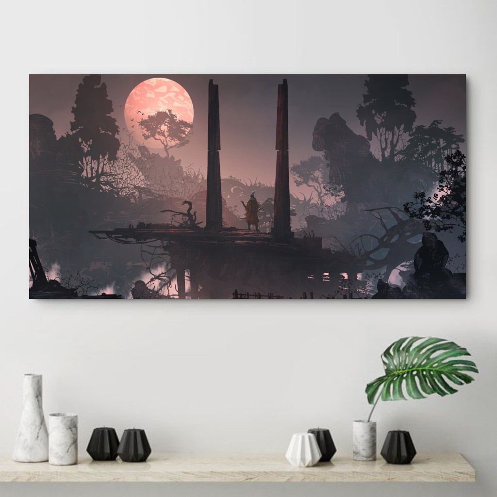 Poster Kayu "Samurai Scenery Art" Ukuran 90cm x 40cm