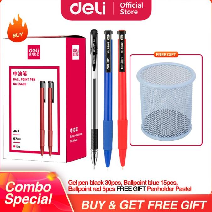 

Deli Paket Hemat 11 - Pulpen Gel Hitam, Ballpoin Merah, Tempat Pulpen