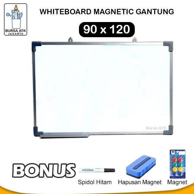 

Whiteboard Magnetic Gantung 90 X 120 Spidol Htm, Magnet, Hapusan
