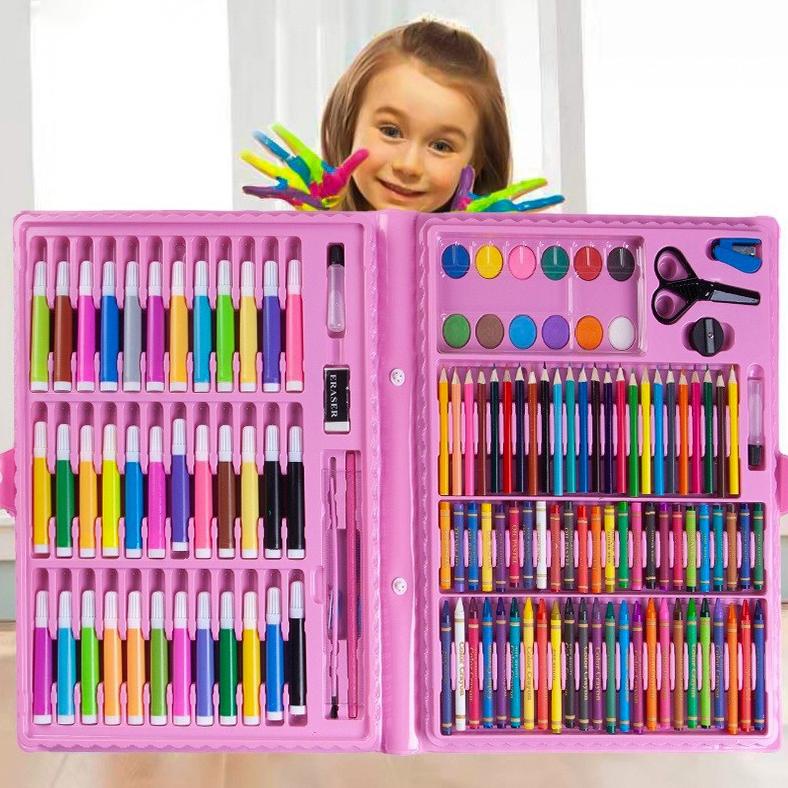 

Perlengkapan Menggambar Krayon Anak Set Koper 150 in 1 Crayon Full Alat Melukis Mewarnai Set KIDS LAND
