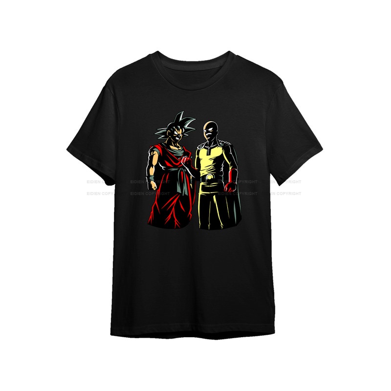 Kaos Anime Goku Dragon Ball V.S Saitama One Punch Man Japan Batch 2 / T-Shirt Desain Premium