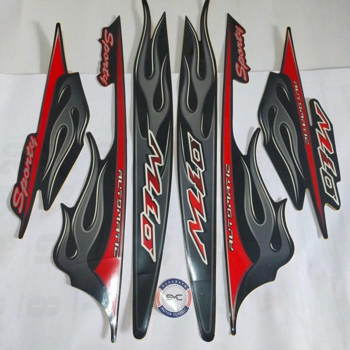 Striping Stiker Body Set Mio Sporty Motif Api Hitam 2005 Original
