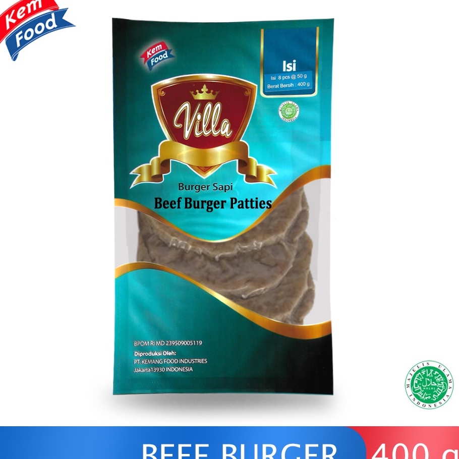 

[KODE PRODUK 8607V9158] Villa Beef Burger Patties isi 8pcs - 400gr