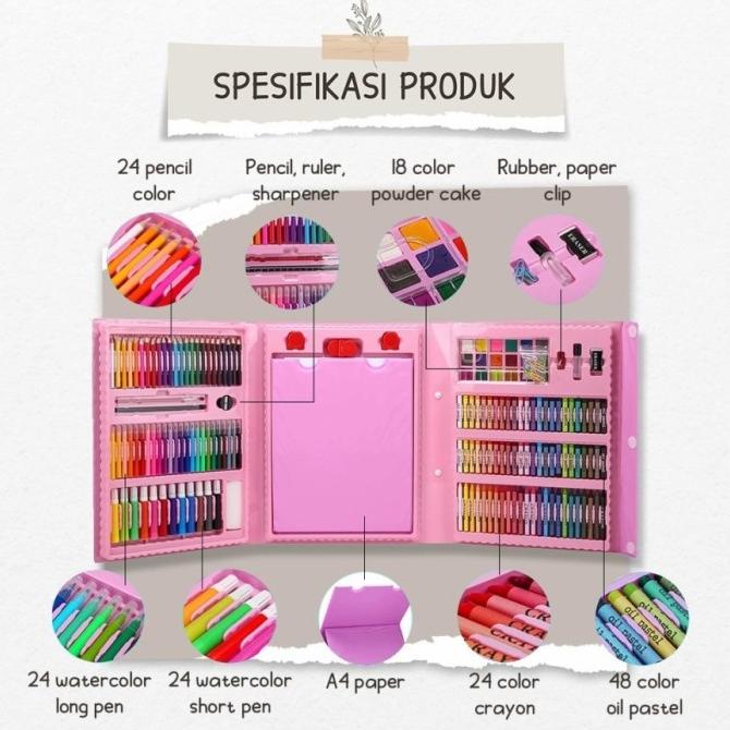 

Pensil Warna Crayon set anak 208pcs - Alat set lukis set 208pcs