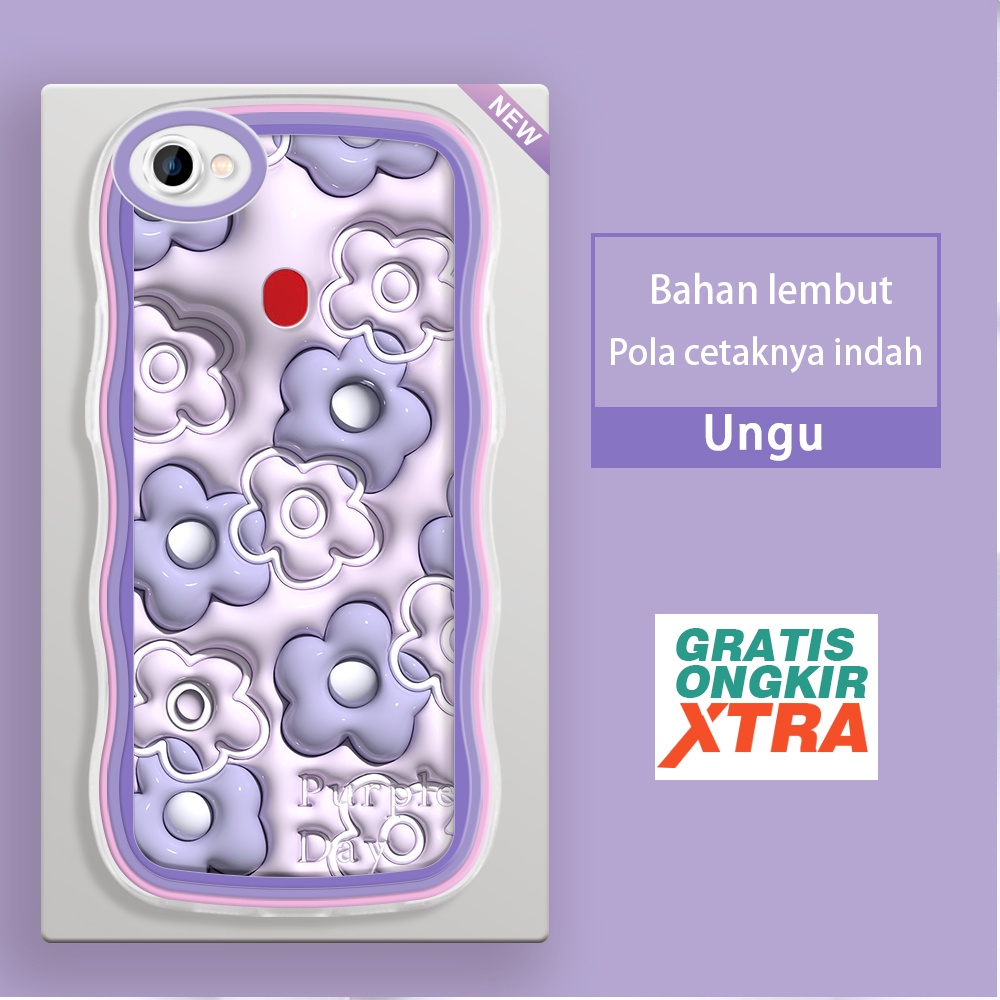jinsouwe OPPO F1S F3 F5 PLUS YOUTH F7 F11 PRO F9  Casing Ponsel  Pola Bunga ungu 3D  warna-warni gel