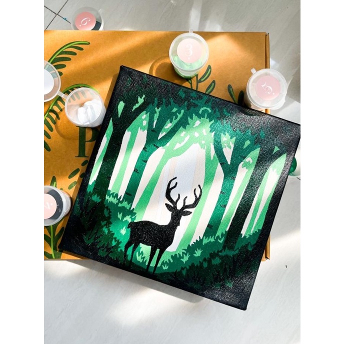 

Paint By Number [Woodland] | ByPainters | 6 Colours | 20x20cm Canvas