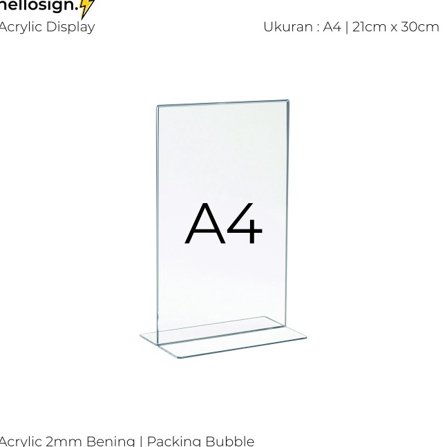 

[KODE PRODUK RGI7S8193] Akrilik Display A4 | Tempat Brosur A4 | Acrylic Tent Card Holder Type T