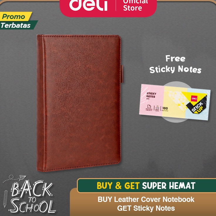 

[KODE PRODUK SP9EM6155] Deli Leather Cover Notebook / Buku Catatan Sampul Kulit A5 180 Lembar Desain Elegan 22298