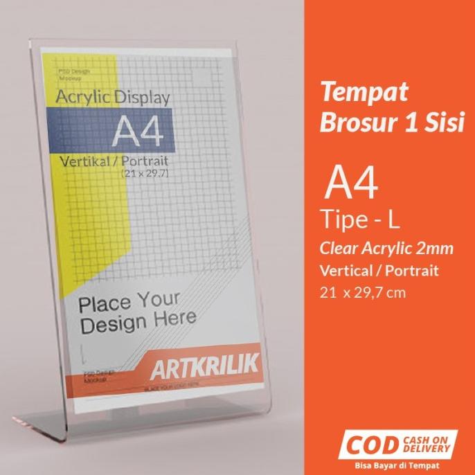 

Tempat Brosur / Tent Holder / Tent Card Akrilik Display A4 Model L