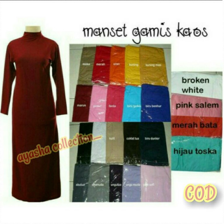 Menarik.. Manset Gamis Dalaman Baju Gamis Lengan Panjang Bahan Kaos Rayon Ukuran Standar dan Jumbo