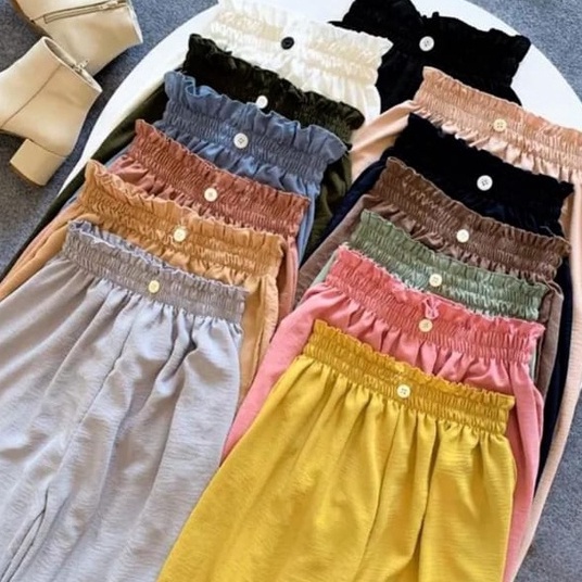 ♠  CRINKLE AIRFLOW LOOSE PANTS VARIASI KANCING/KULOT CRINKLE AIRFLOW HIGHWAIST / KULOT CRINKLE KANCI