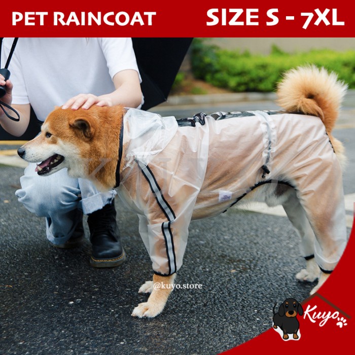 Terlaris Jas Hujan Hewan Anjing Baju Anti Air Pet Dog Raincoat Hoodie Suit Full