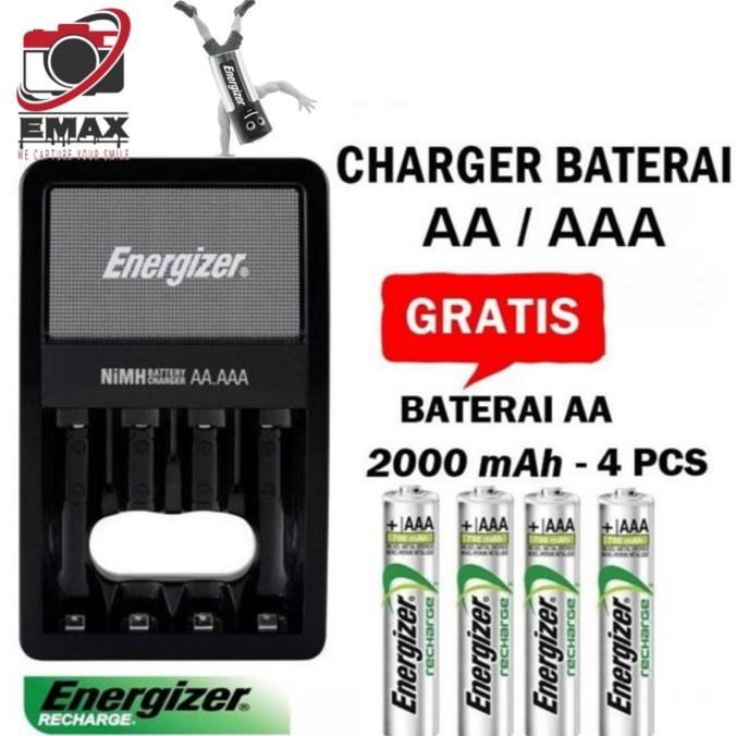 Baterai Charger Energizer AA / AAA + 4 Baterai AA 2000mAh