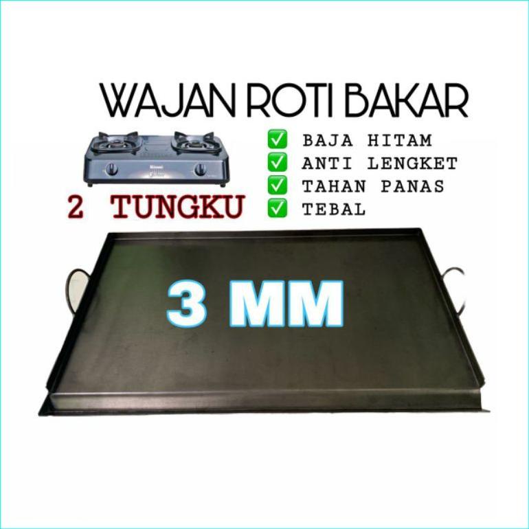 Viral Wajan Roti Bakar / Wajan Sosis / Wajan Kebab / Wajan Roti John / Wajan 2 Tungku / 3Mm Wxs