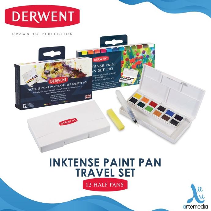 

Cat Watersoluble Derwent Inktense Set 12 Paint Pan Travel