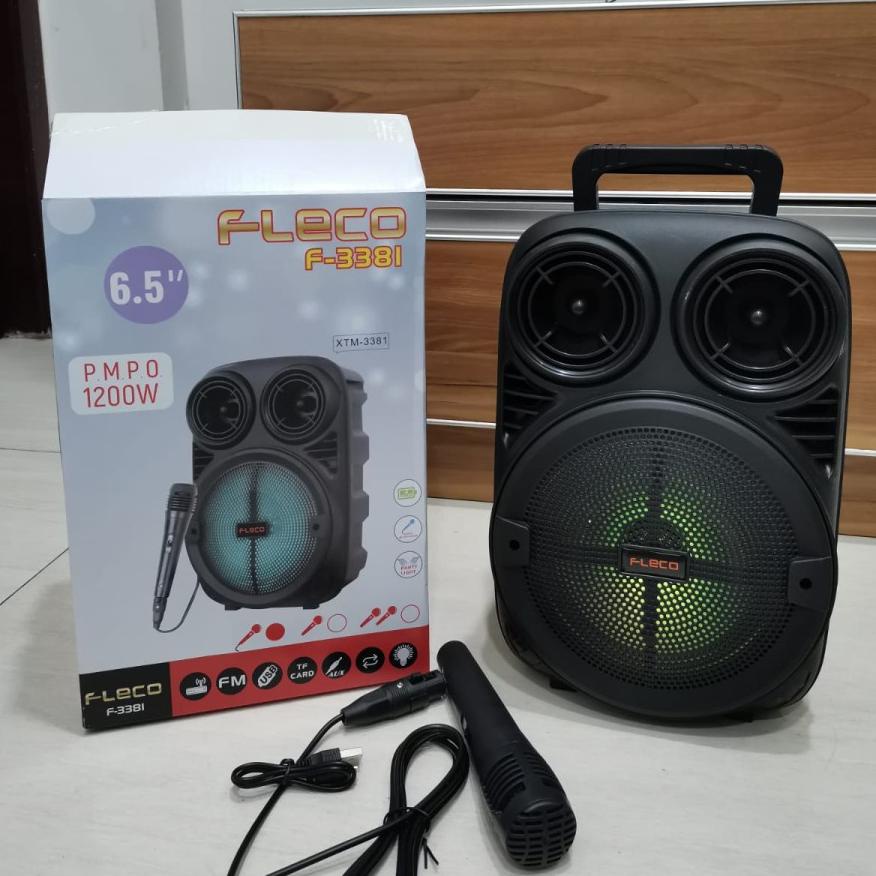 KAP445 COD Speaker Bluetooth Karaoke 6'5 Inch Fleco F-3381 Plus Mic  //Speaker Karaoke Salon Aktif S