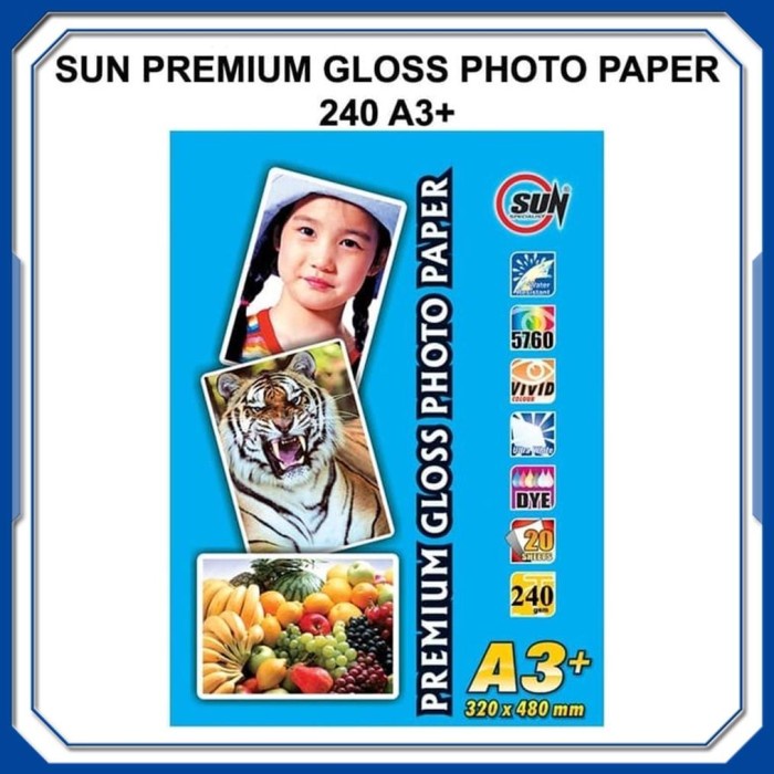 

Terlaris Kertas Foto Glossy A3+ / A3 Plus Premium - Sun Premium Gloss Photo