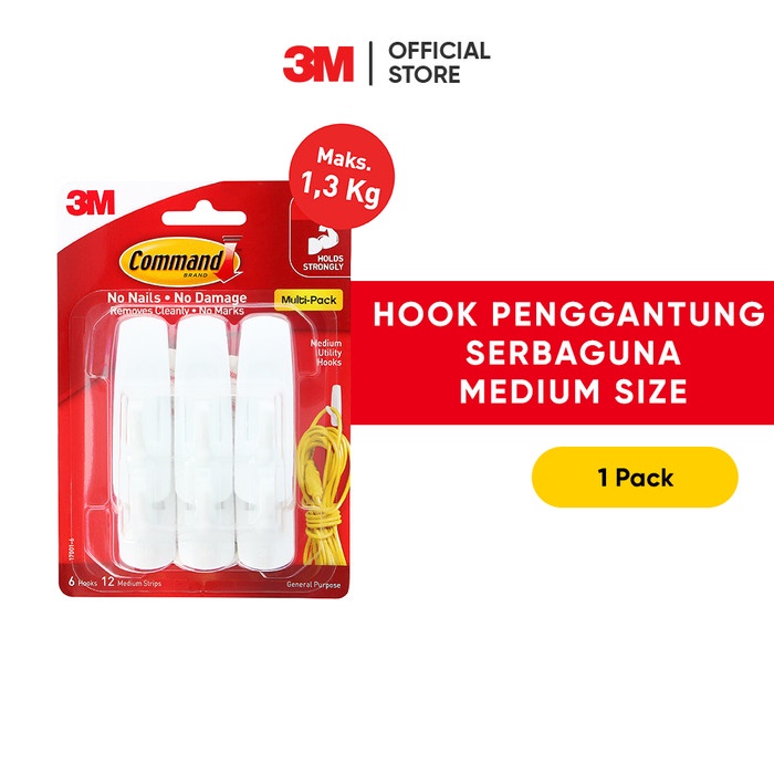 

Terlaris Command 3M Gantungan Serbaguna Medium Hooks 17001-6 Value Pack