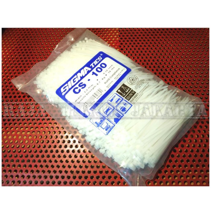 

Kabel Ties / Kabel Tis / Cable Ties Sigma 10 cm Putih (Isi 1000 Pcs)