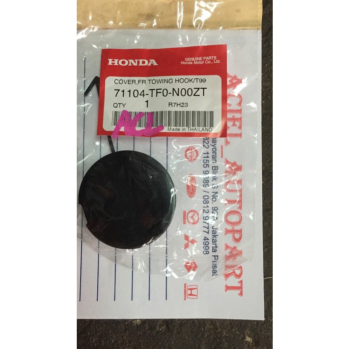 Cover Tutup Towing Hook Bemper Bumper Depan Honda Jazz Rs