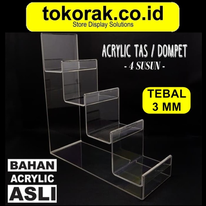 

Terlaris Acrylic Tas 4 Susun Akrilik Asli Mika Stand