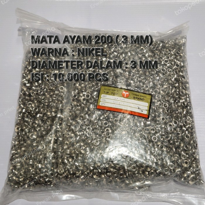 

Terlaris Mata Ayam 200 / Mata Ayam 3 Mm Nikel Isi 10.000 Pcs