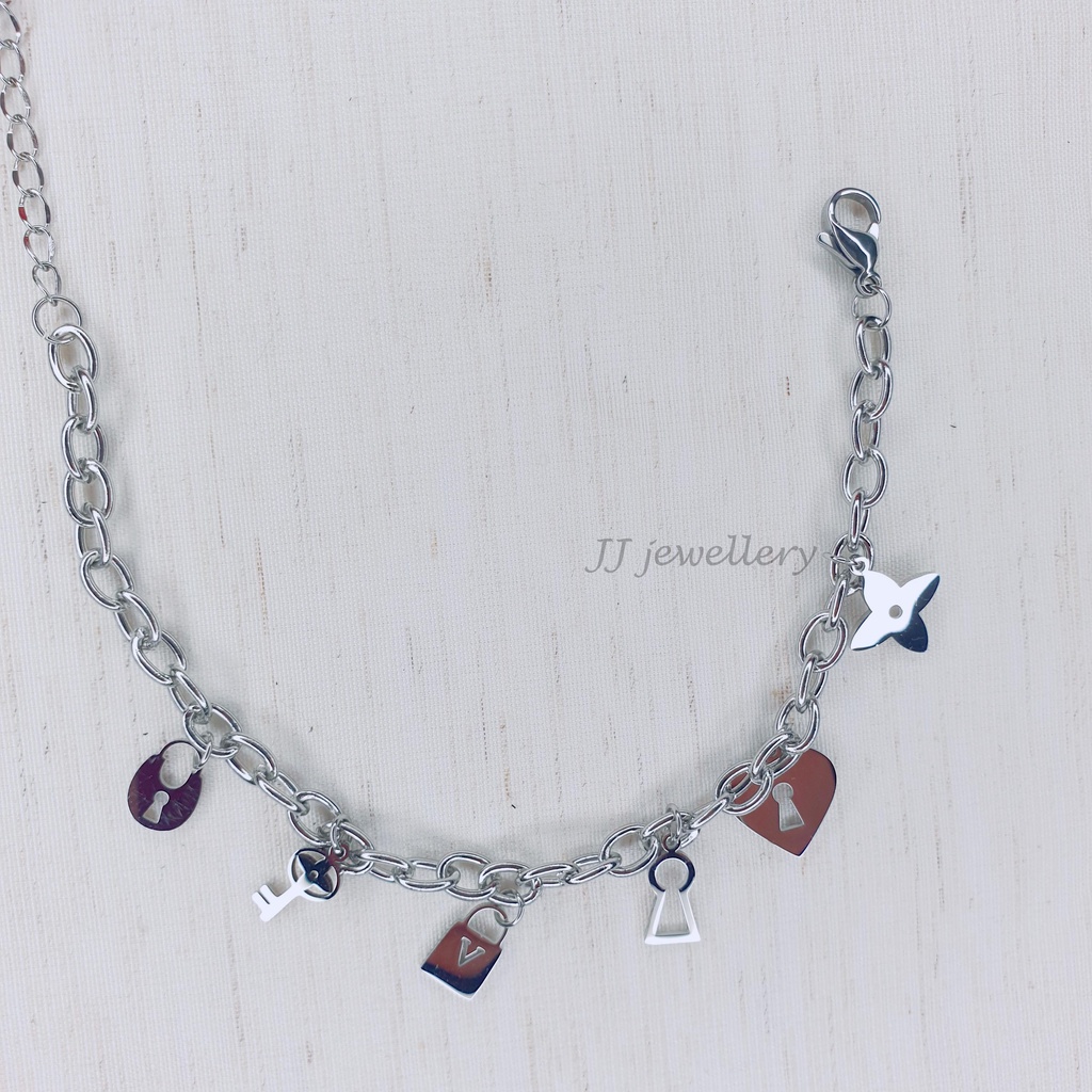 Gelang Titanium Rosegold Gold Silver - Kunci Gembok