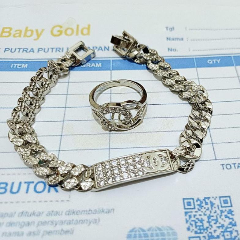 Sale Aksesoris Perhiasan Wanita Set 925 Anti Karat Tidak Luntur 1 Set Perhiasan Wanita Gelang Kalung