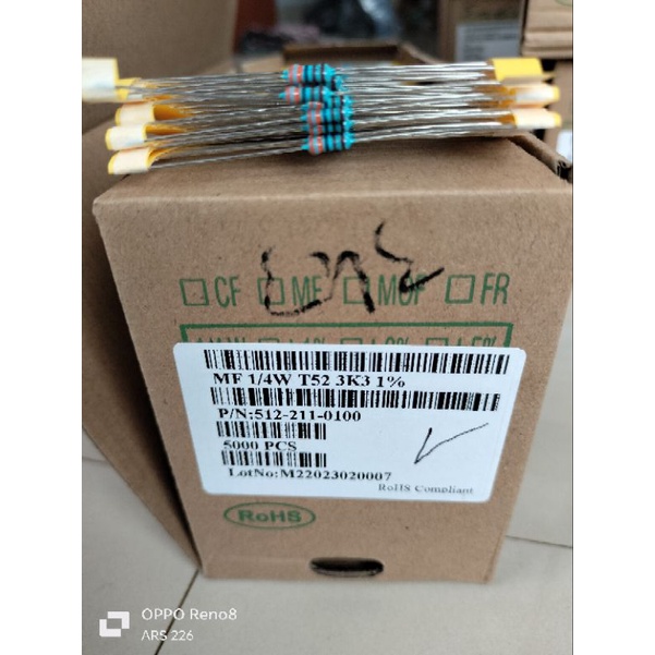 RESISTOR 1/4W 1% 3K3 TAIWAN ROLL