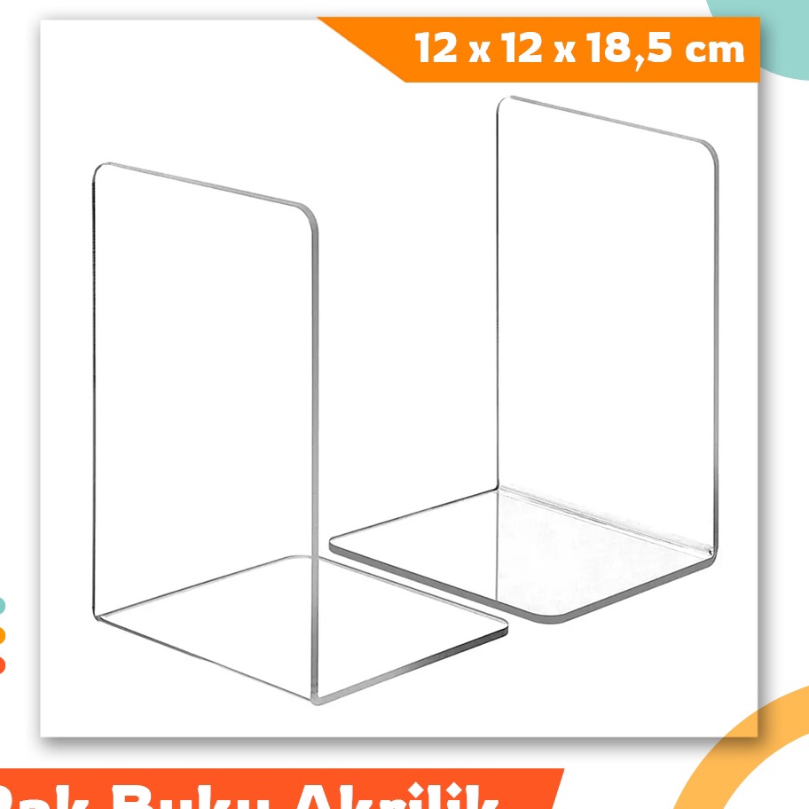 

MFCQ2437㊟ PEMBATAS BUKU / PENYANGGA BUKU / PENAHAN BUKU AKRILIK (12 x 12 x 18,5 cm) ㊚