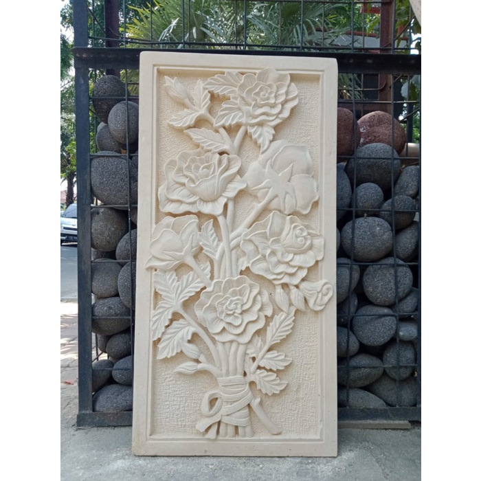 Batu Alam Relief Paras Ukir uk 50x100 3D