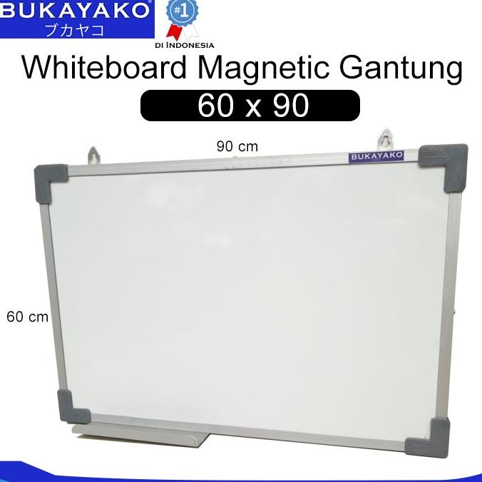 

Whiteboard Magnetic 60 x 90 Gantung BUKAYAKO Papan Tulis ---NEW---